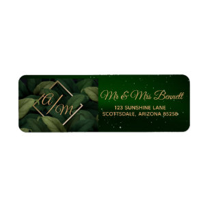 Royal Dark Green Blätter Gold Frame Rücksendeadres