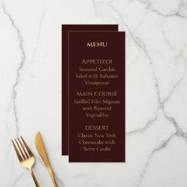 Royal Deep Burgundy Personalized wedding menu Menükarte
