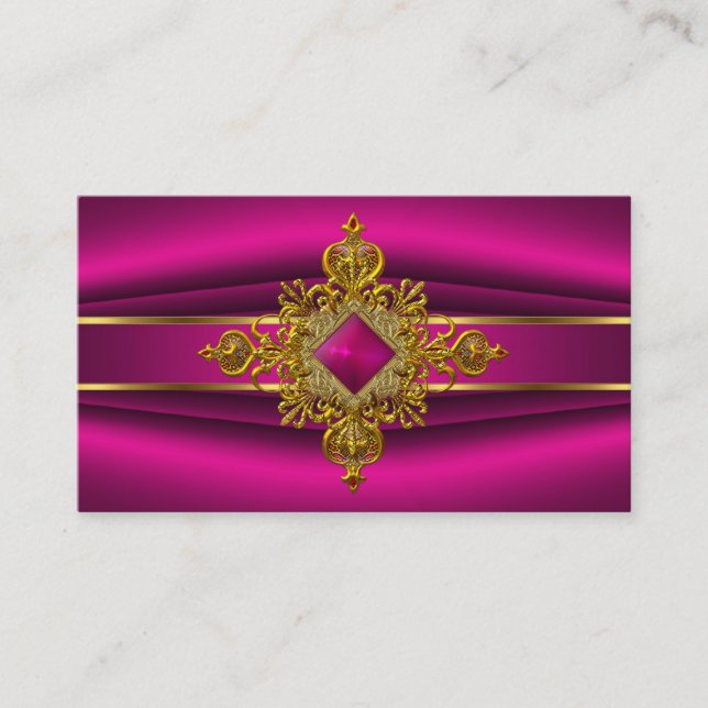 Royal Deep Pink Elegante Gold Rich Verziert Jewel Visitenkarte (Vorderseite)