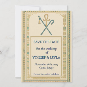 Royal Egyptian Ankh Lotus Gold Save the Date Einladung