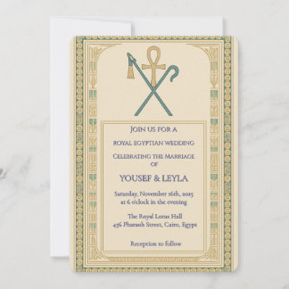 Royal Egyptian Ankh & Scepter Gold Wedding Einladung