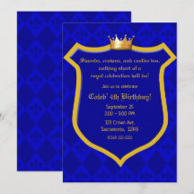 Royal Electric Blue Gold Shield Crown Prince Party