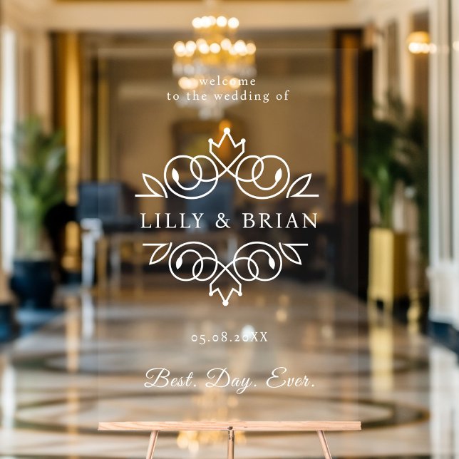 Royal, elegant, "Best-Day-Ever" Hochzeit Acrylschild (Royal, Elegant, "Best-Day-Ever" Wedding Acrylic Sign with your name and date.)