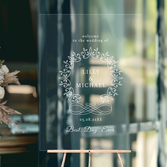 Royal, elegant, "Best-Day-Ever" Hochzeit Acrylschild (Royal, Elegant, "Best-Day-Ever" Wedding Acrylic Sign)