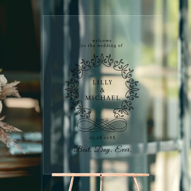 Royal, elegant, "Best-Day-Ever" Hochzeit Acrylschild (Royal, Elegant, "Best-Day-Ever" Wedding Acrylic Sign)