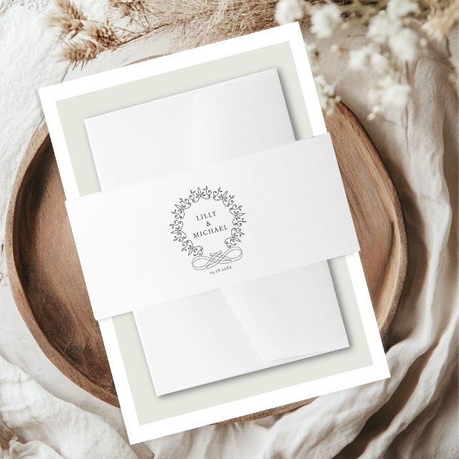Royal, elegant, "Best-Day-Ever" Hochzeit Einladungsbanderole (Customer-specific, elegant, royal, crest Wedding Invitation Belly Bands with your name & date. )