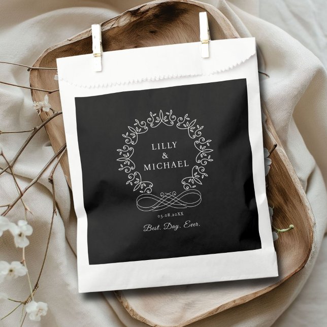 Royal, elegant, "Best-Day-Ever" Hochzeit Geschenktütchen (Customer-specific, elegant, royal, crest Wedding Favor Bags with your name & date. )