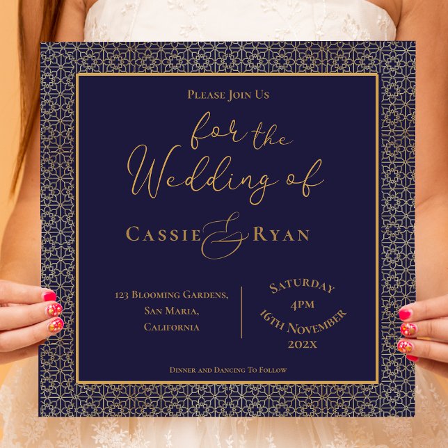 Royal Elegant Blue and Gold Wedding Einladung (Royal Elegant Blue and Gold Wedding invitation)