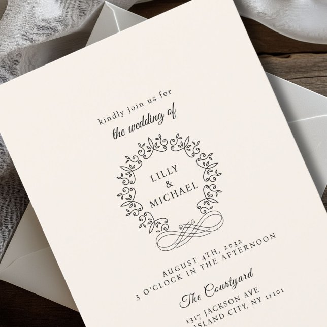 Royal, Elegant, Hochzeit Einladung (Royal, Elegant, Wedding Invitation, beige. Handwriting font.)