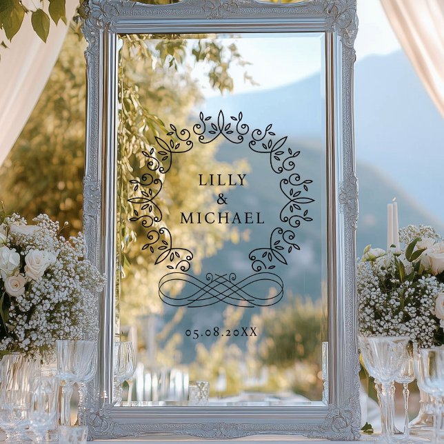 Royal, Elegant, Hochzeit Fensteraufkleber (Customer specific, royal, elegant, wedding, window cling with your names and date.)