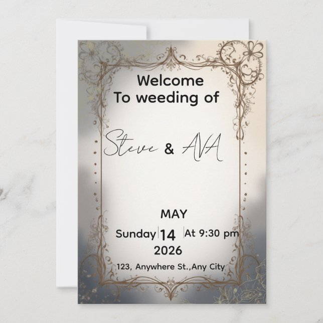 Royal Elegant Wedding Invitation | Luxury Gold & C Einladung (Vorderseite)