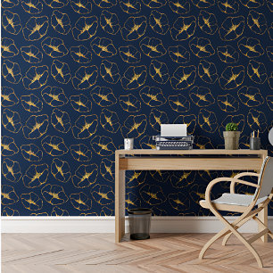 Royal Eleganto Blue & Gold Blumen Botanisches Must Tapete