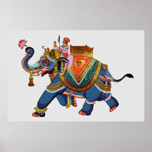 Royal Elephant's Journey: Indisches Folklore-Desig Poster