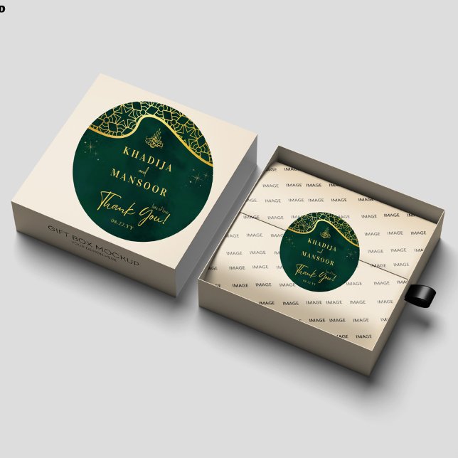 Royal Emerald Green Gold Glitzer Wedding Vielen Da Runder Aufkleber (Von Creator hochgeladen)