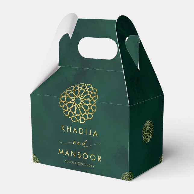 Royal Emerald Green Gold Verziert Wedding Vielen D Geschenkschachtel (Vorderseite)
