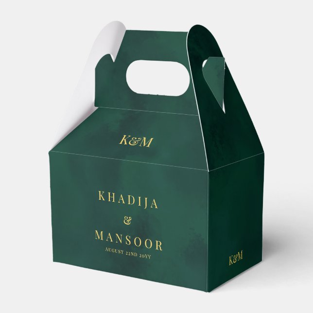 Royal Emerald Green Monogram Wedding Danke Geschenkschachtel (Vorderseite)