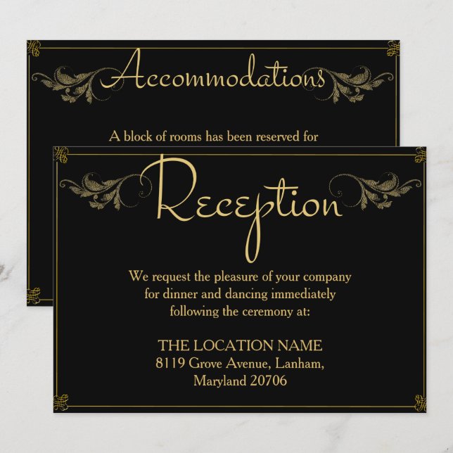 Royal Empfang Accommodation Wedding Sign Card Einladung (Vorne/Hinten)
