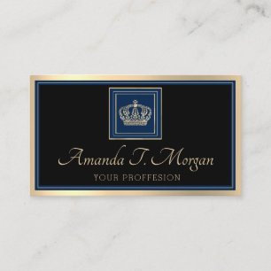 Royal Event Hochzeit Golden Crown Frame Black Navy Visitenkarte