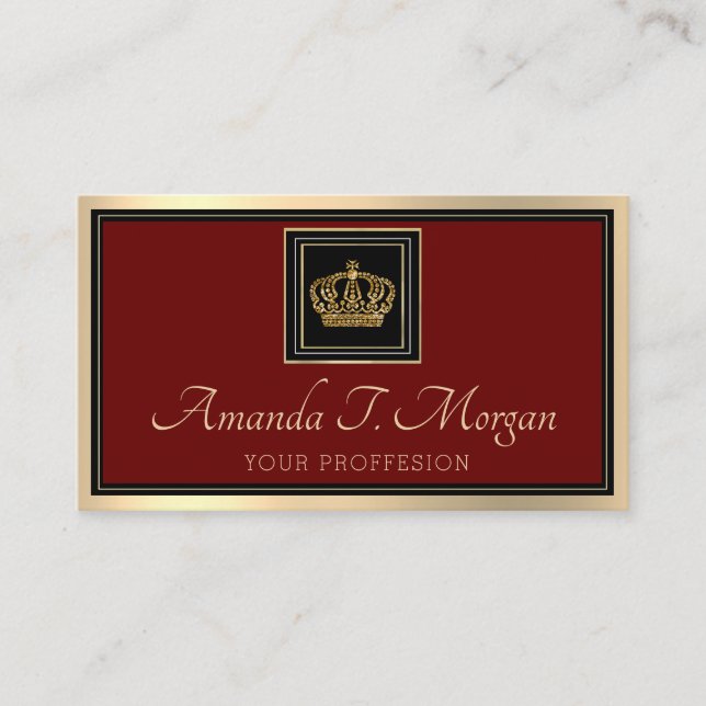 Royal Event Hochzeit Golden Crown Frame Red Teppic Visitenkarte (Vorderseite)
