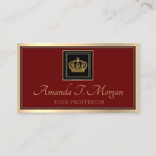 Royal Event Wedding Gold Frame Crown Burgundy Visitenkarte