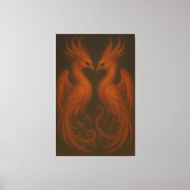 Royal Fire Phoenix Pair – Luxury Canvas Art Leinwanddruck (Vorderseite)
