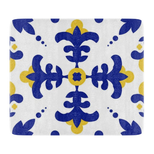 Royal Fleur Bold Blue and Gold Botanical  Schneidebrett (Vorderseite)