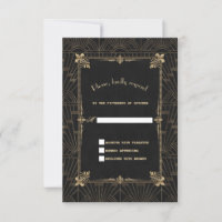 Royal Fleur-de-Lis Art Deco 1920s Wedding RSVP