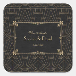 Royal Fleur-de-Lis Art Déco der 20er Jahre Quadratischer Aufkleber