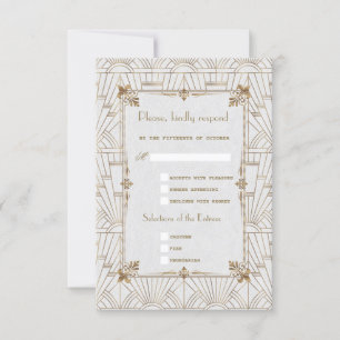 Royal Fleur-de-Lis Art Deco Gold Weiße 20er UAWG RSVP Karte