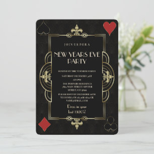Royal Fleur-de-Lis Art Deco New Year Party Einladung