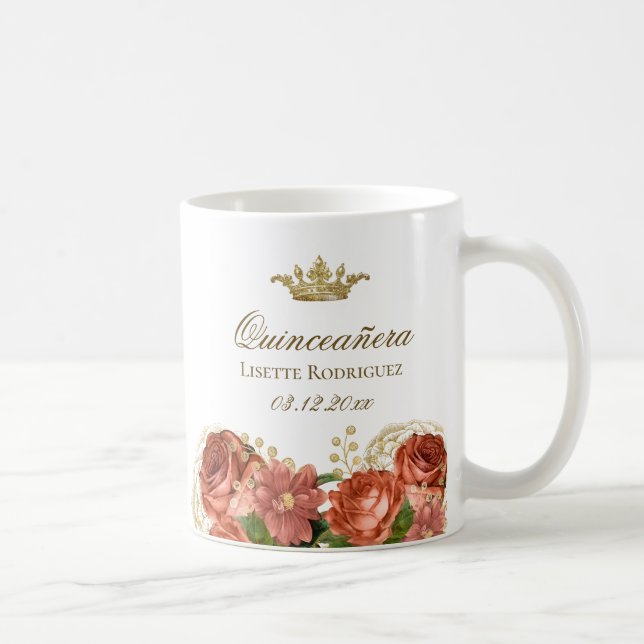 Royal Floral Quinceanera Kaffeetasse (Rechts)