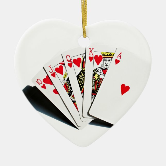 Royal Flush Hearts Keramik Ornament (Vorne)