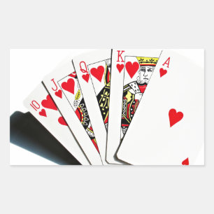 Royal Flush Hearts Rechteckiger Aufkleber