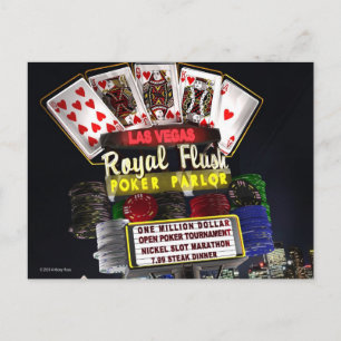 Royal Flush Poker FantaSign Retro Neonächte Postkarte