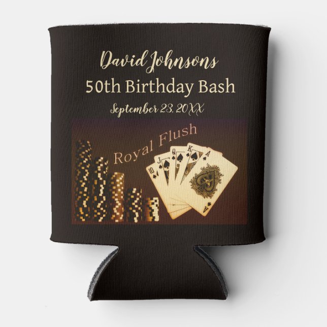 Royal Flush Poker Themed Can Cooler Gastgeschenk Dosenkühler (Vorderseite)