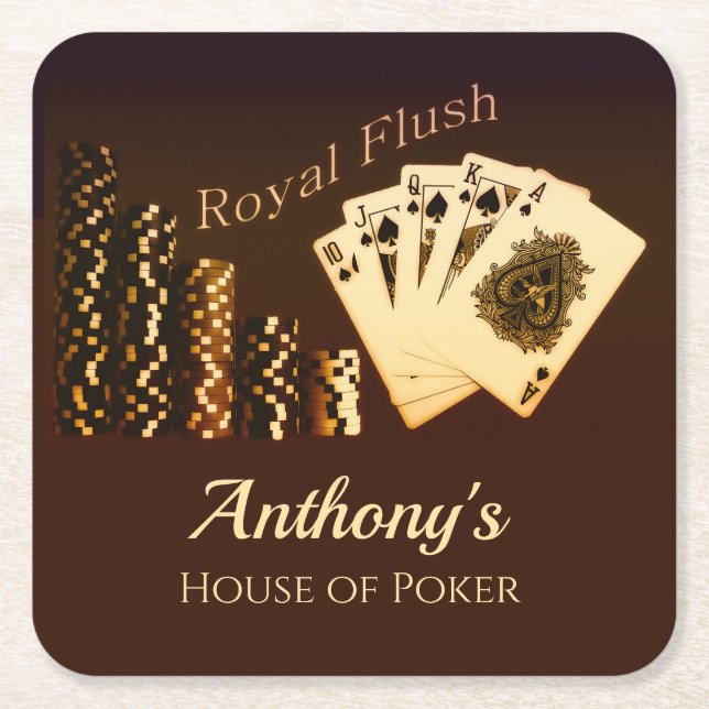 Royal Flush Poker Themed Drinks Coasters Rechteckiger Pappuntersetzer (Vorderseite)
