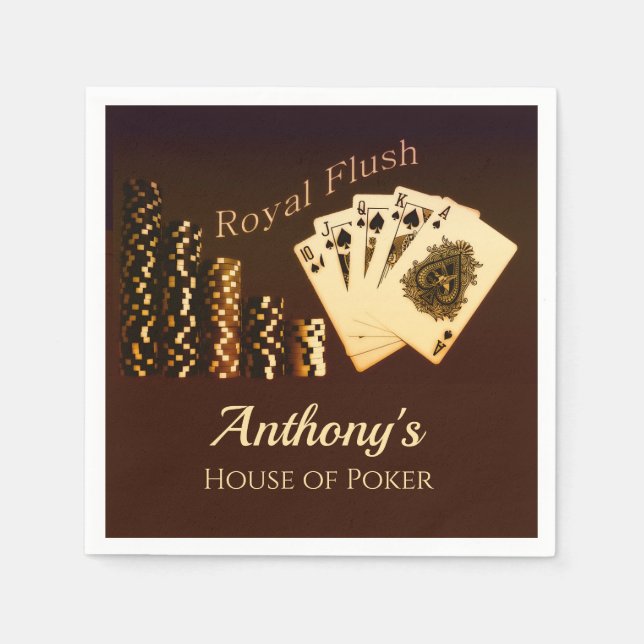 Royal Flush Poker Themed Personalisiert Paper Napk Serviette (Vorderseite)