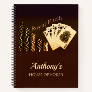 Royal Flush Poker Themed Spiral Notebook Notizbuch