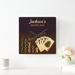 Royal Flush Poker Themed Wall Clock Quadratische Wanduhr
