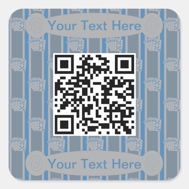 Royal Flush QR Code: Spaß und Prunk Quadratischer Aufkleber (Vorderseite)