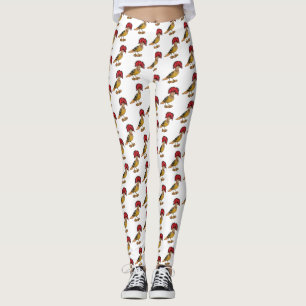 Royal Flycatcher Cartoon Illustration Leggings