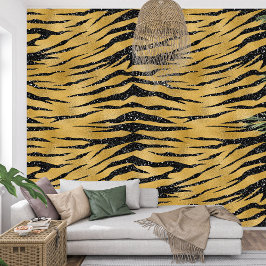 Royal French Sparkle Black and Golden Tigger Print Tapete