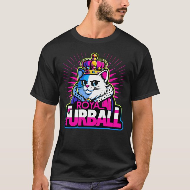 Royal Furball - Extravagante Katze mit Krone T-Shirt (Vorderseite)