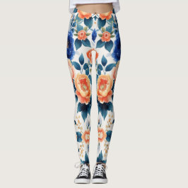 Royal Garden Glow Floral Design Leggings