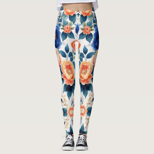 Royal Garden Glow Floral Design Leggings (Vorderseite)