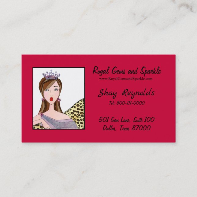 "Royal+Gems & Sparkle" Queen Business Cards Visitenkarte (Vorderseite)