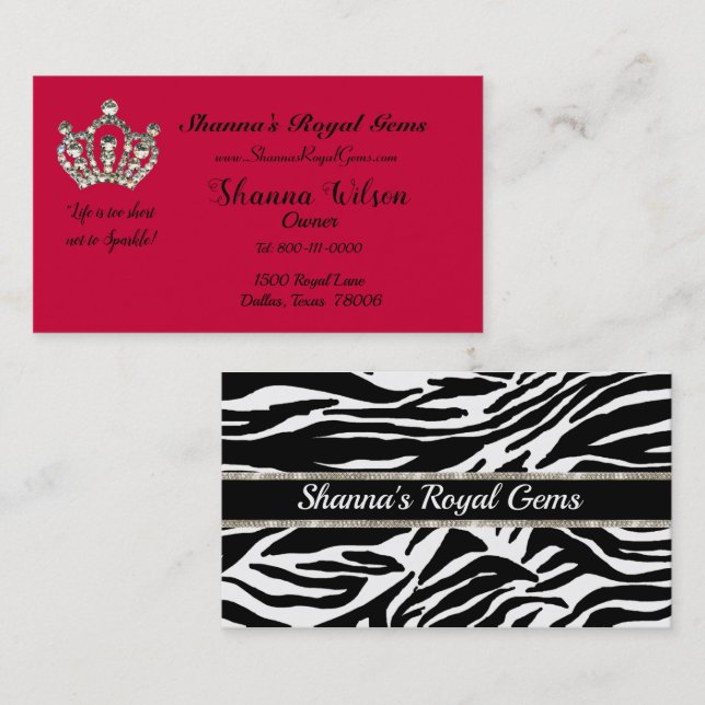 "Royal Gems" Tiara Business Cards Visitenkarte (Vorne/Hinten)