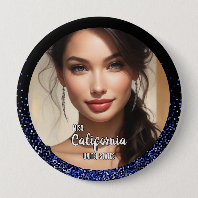 Royal Glitzer Glitz Pageant Foto Button Button (Vorderseite)