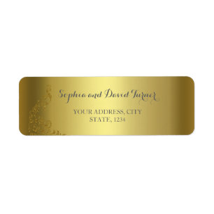 Royal Gold Abstrakt Peacock Wedding Address Label
