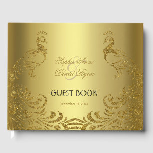 Royal Gold Abstrakt Peacock Wedding Gästebuch